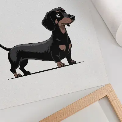 Arte de parede motivo em preto e branco com desenho de cachorro