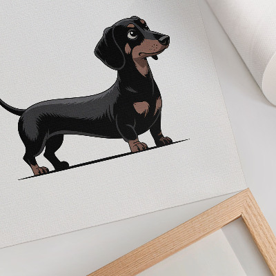 Arte de parede Motivo em preto e branco com o desenho de um cachorro.