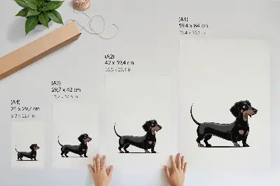 Arte de parede motivo em preto e branco com desenho de cachorro