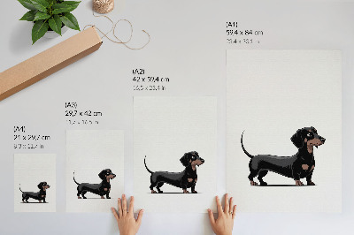 Arte de parede Motivo em preto e branco com o desenho de um cachorro.