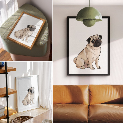 Poster para cozinha Retrato de um cachorro, estilo ilustrativo, cores delicadas.