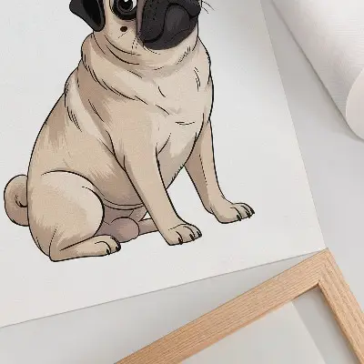 Poster para cozinha retrato de um cachorro em estilo ilustrativo com cores delicadas
