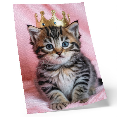 Impressão em tela Coroa de gatinho rosa com olhos azuis
