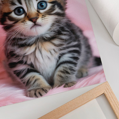 Impressão em tela Coroa de gatinho rosa com olhos azuis