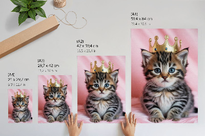 Impressão em tela Coroa de gatinho rosa com olhos azuis