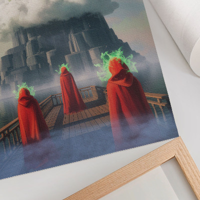 Impressão em tela Castelo nas nuvens figuras de casacos surrealismo