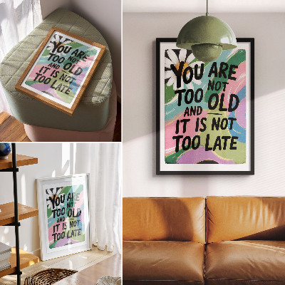 Arte de parede Cores vibrantes. Texto inspirador. Estilo moderno.