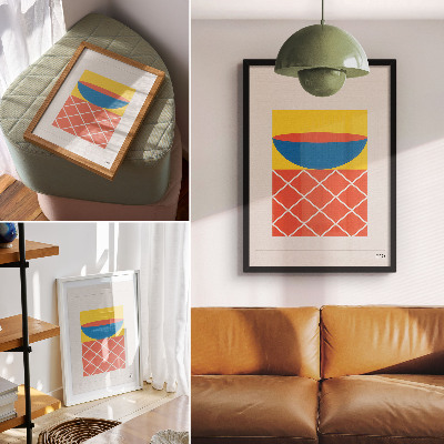 Poster para cozinha Composição geométrica em amarelo, azul e vermelho