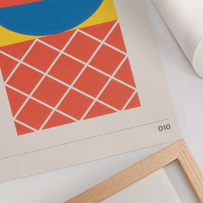 Poster para cozinha Composição geométrica em amarelo, azul e vermelho