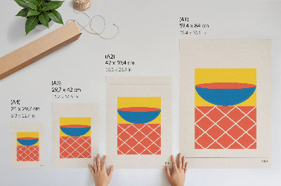Poster para cozinha Composição geométrica em amarelo, azul e vermelho