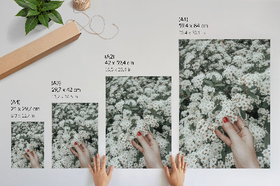 Arte de parede Flores brancas, mão verde, unhas vermelhas