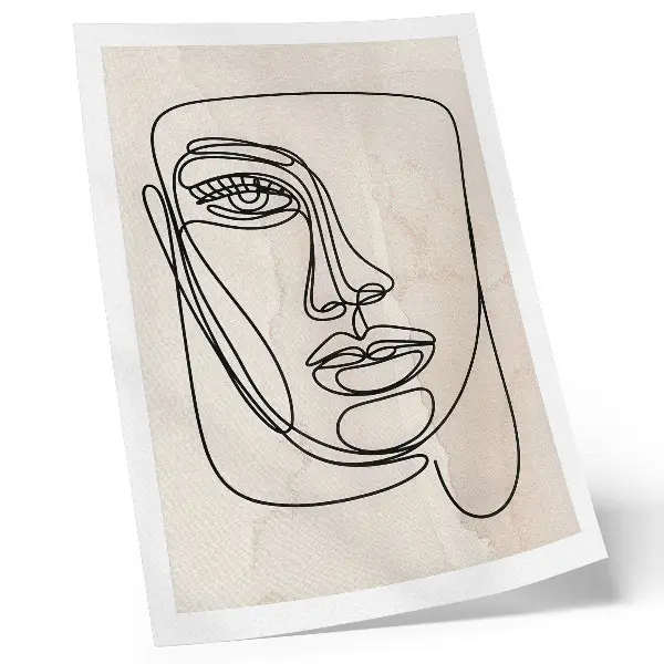 Poster para cozinha com estética minimalista em tons de bege e preto