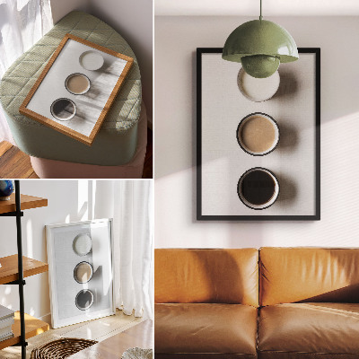 Poster decorativo Arranjo minimalista de três bebidas diferentes