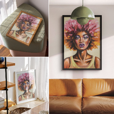 Arte de parede Cores vibrantes, figura expressiva, forte expressão facial