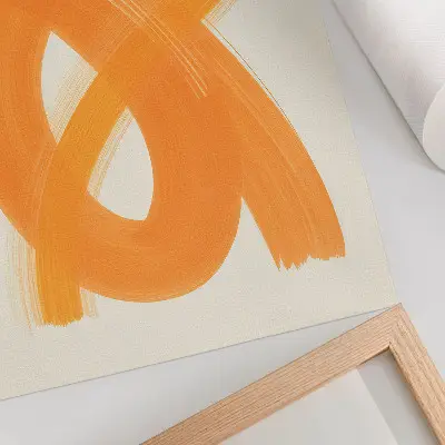 Poster para cozinha com pinceladas abstratas vibrantes em tons de laranja