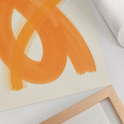 Poster para cozinha Pinceladas abstratas vibrantes em tons de laranja.