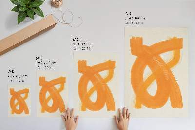 Poster para cozinha Pinceladas abstratas vibrantes em tons de laranja.