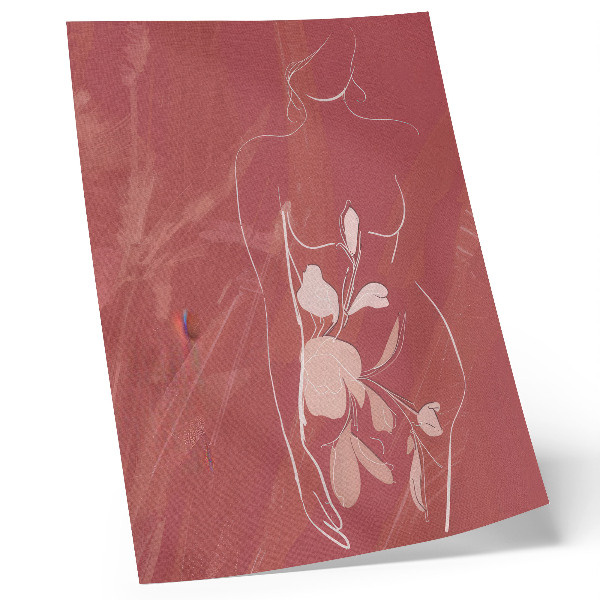 Poster decorativo Silhueta feminina e flores, delicadeza, minimalismo.