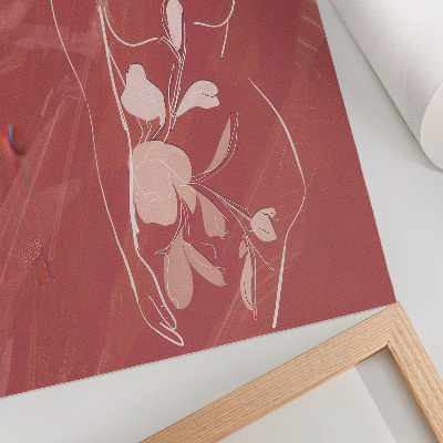 Poster decorativo Silhueta feminina e flores, delicadeza, minimalismo.