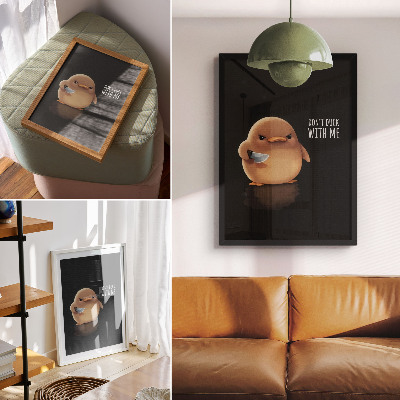 Arte de parede Pato adorável com uma faca em um fundo preto