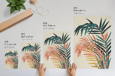 Poster para cozinha Ilustração de folhas tropicais coloridas