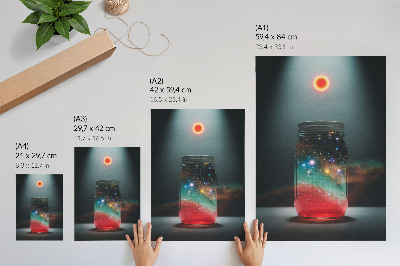 Poster decorativo Pote espacial com luzes espaciais coloridas