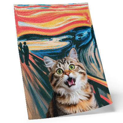 Impressão em tela Um gato contra um fundo de pintura abstrata e vibrante.