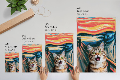 Impressão em tela Um gato contra um fundo de pintura abstrata e vibrante.