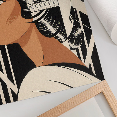 Poster para cozinha Perfil feminino com linhas geométricas em estilo modernista