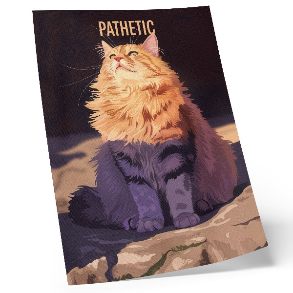 Poster decorativo Gato com texto laranja cinza bege