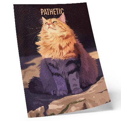 Poster decorativo Gato com texto laranja cinza bege
