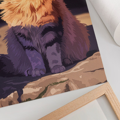 Poster decorativo Gato com texto laranja cinza bege