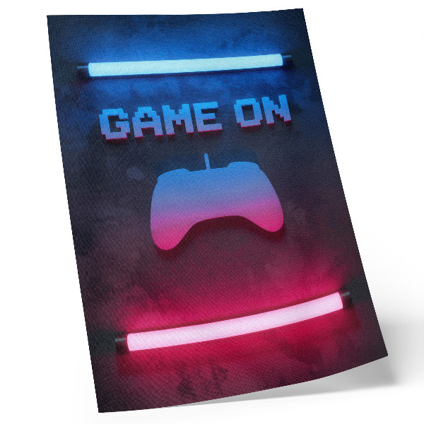 Impressão em tela Dinâmica do pad de reprodução com inscrição em pixel neon