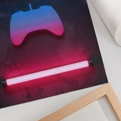 Impressão em tela Dinâmica do pad de reprodução com inscrição em pixel neon