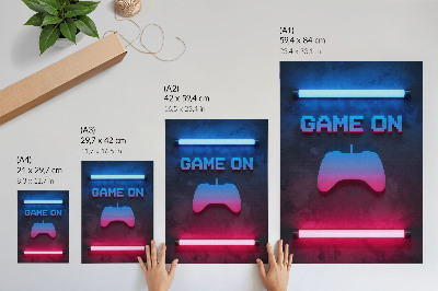 Impressão em tela Dinâmica do pad de reprodução com inscrição em pixel neon