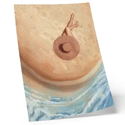Arte de parede chapéu de praia com tema de descanso, sol e calor
