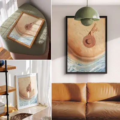 Arte de parede chapéu de praia com tema de descanso, sol e calor