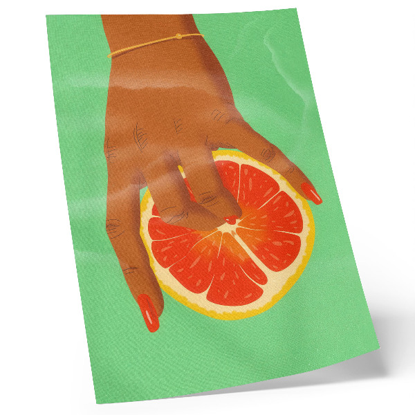 Poster para cozinha Mão com toranja em cores vibrantes, arte pop