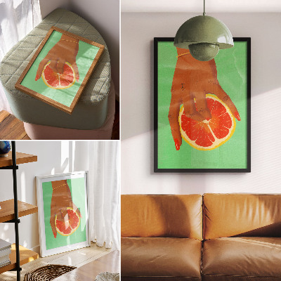 Poster para cozinha Mão com toranja em cores vibrantes, arte pop