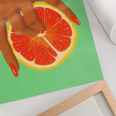 Poster para cozinha Mão com toranja em cores vibrantes, arte pop