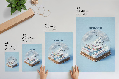 Poster para cozinha Uma cidade em miniatura dentro de um globo de neve