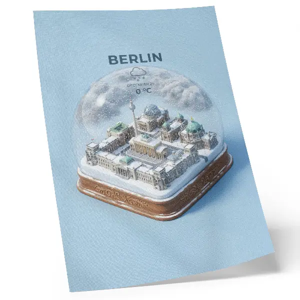 Poster decorativo cidade em miniatura em globo de neve de vidro