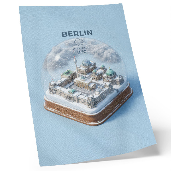 Poster decorativo Uma cidade em miniatura dentro de um globo de neve de vidro