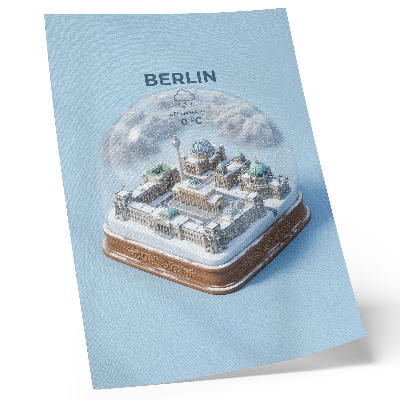 Poster decorativo Uma cidade em miniatura dentro de um globo de neve de vidro