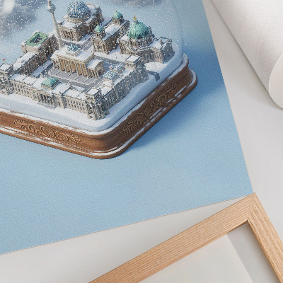 Poster decorativo Uma cidade em miniatura dentro de um globo de neve de vidro