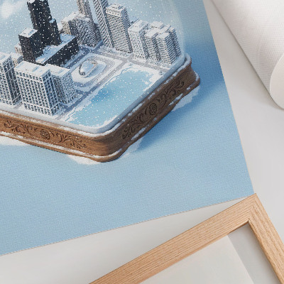 Arte de parede Uma cidade em miniatura num cenário de inverno.