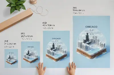 Arte de parede cidade em miniatura com cenário de inverno