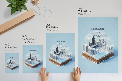 Arte de parede Uma cidade em miniatura num cenário de inverno.