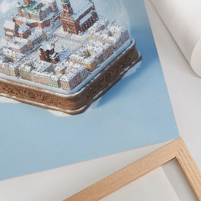 Poster para cozinha Gdańsk no inverno, sob a neve, dentro de uma bola de vidro.