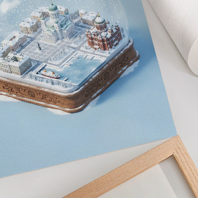 Poster decorativo Helsínquia em miniatura dentro de um globo de neve